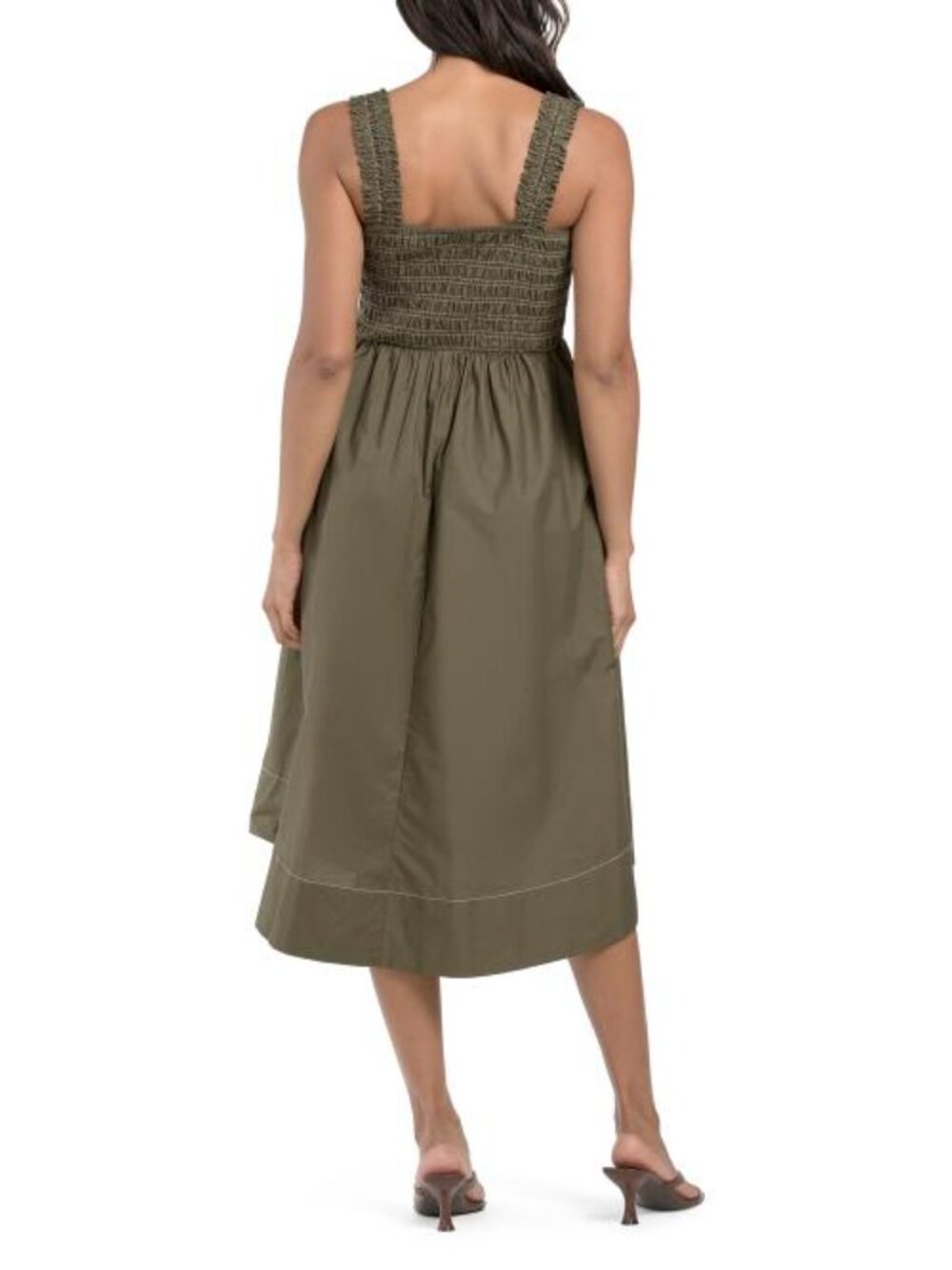 ELLEN TRACY Smocked Poplin Midi Dress - Picture 2 of 5